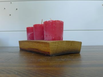 Upcycled Wine-Barrel Candle Holders - with Three Scented Candles