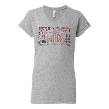 The Wilds Are Calling Ladies V-Neck Short Sleeve Shirt