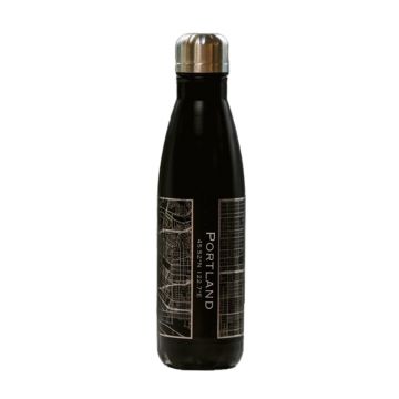 Engraved Map Stainless Steel Insulated Bottle, Matte Black, 17 oz. - Case of 4
