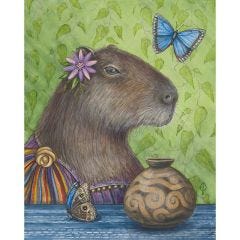Amazonian Queen capybara animal portrait art print