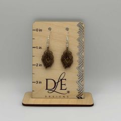 Leaf with Heart Wooden Earrings