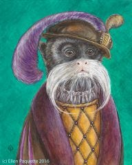 The Emperor's Haberdasher emperor tamarin monkey animal portrait art print