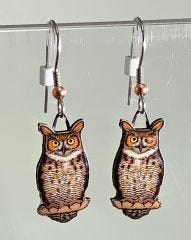 Great Horned Owl Jabebo Earrings