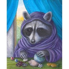 The Fingersmith raccoon animal portrait art print