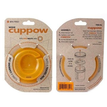 Cuppow Mason Jar Drinking Lid | Wide Mouth | Original Orange | Case of 12 (jar not included)