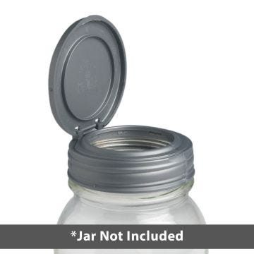 a silver reCAP FLIP lid on a mason jar