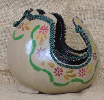 Handpainted Decorative Gourd Bowl Folk Art