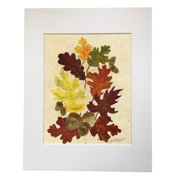 Handpainted Watercolor Fall Oak Leaves