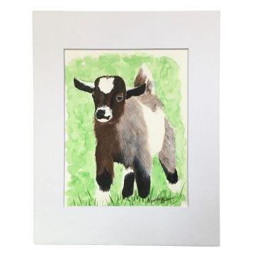 Handpainted Watercolor Goat gray