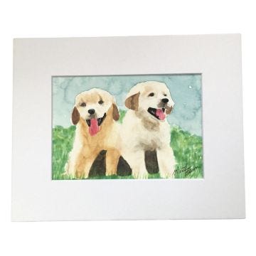 Handpainted Watercolor Puppies