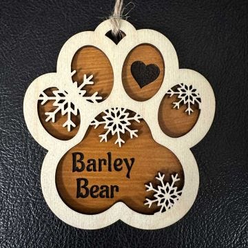 Personalized Paw Snowflake Ornament