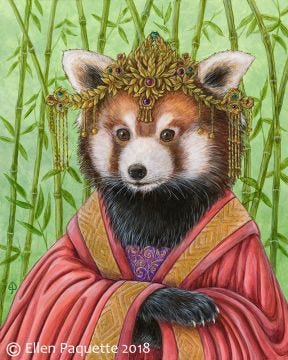 Princess GuanYi red panda endangered animal portrait art print