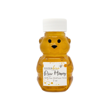 100% Raw Michigan Wildflower Honey 2oz bear- Case of 6