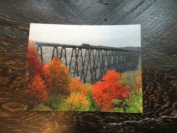 Black and White Train with Fall Foliage Eagle Eye Photography Post Card