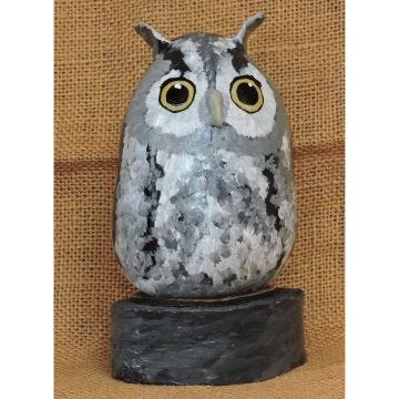 Handpainted Gourd Screech Owl