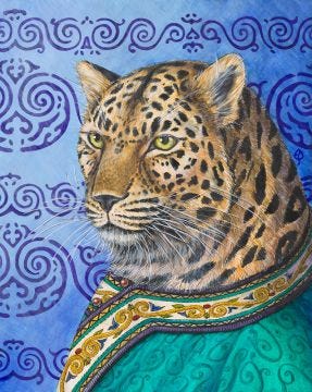 The Shaman Amur leopard animal portrait art print